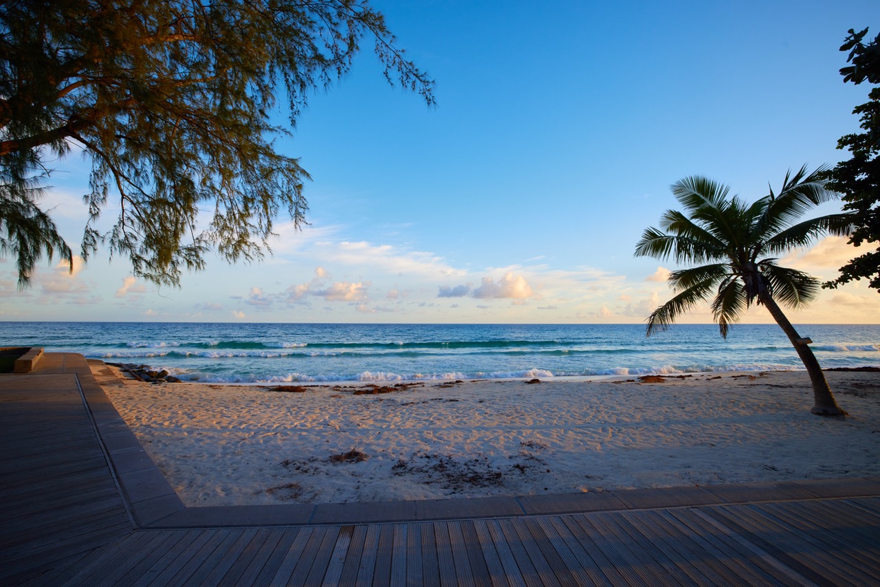 Rooftop seating at dusk